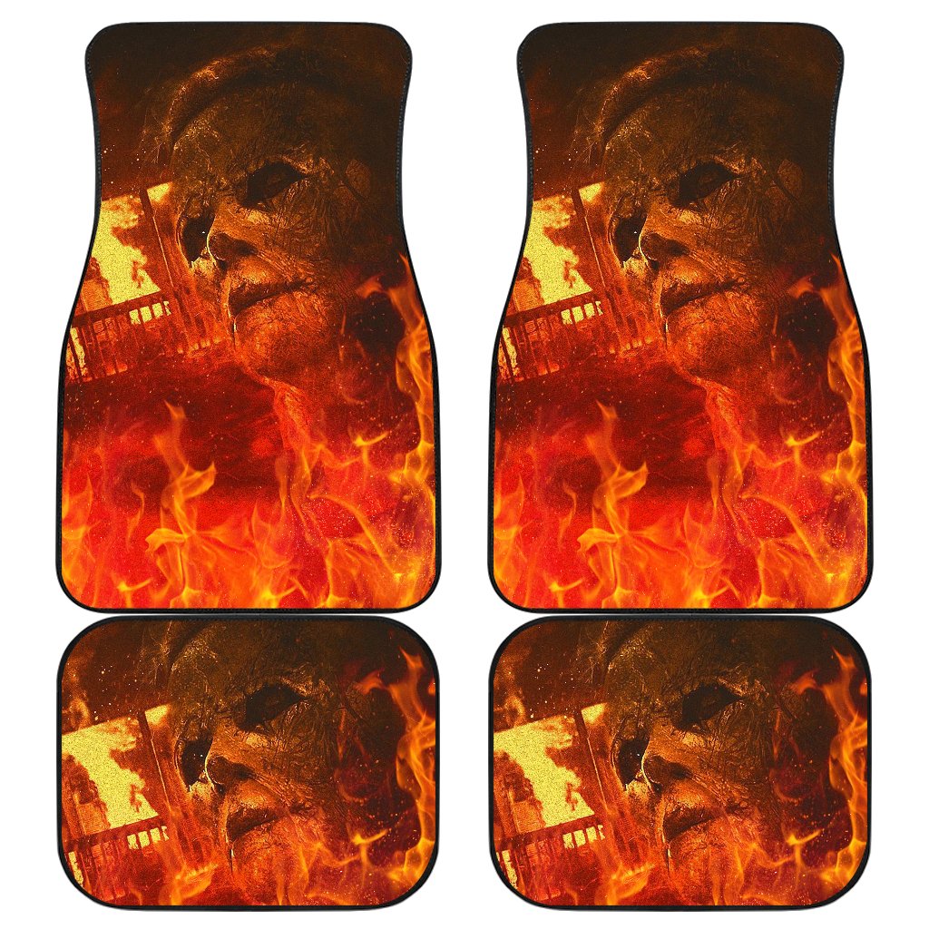 Horror Car Floor Mats Michael Myers In Flaming House Car Mats