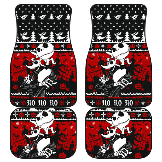 TNBC Car Mats Jack Skellington And Zero Christmas Pattern Car Floor Mats Black Red