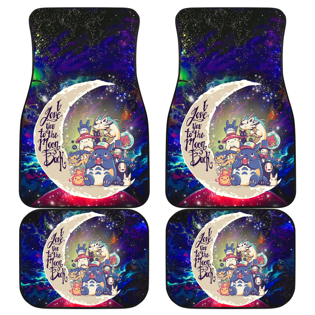 SGhibli Car Mats SGhibli Magical Animals And Character On The Moon Car Floor Mats Blue