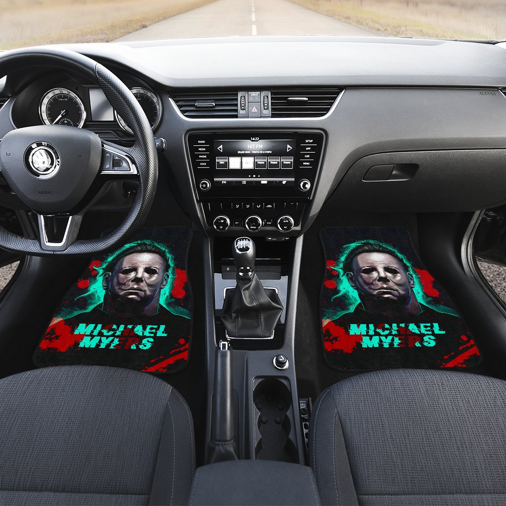 Horror Car Floor Mats Michael Myers Portrait Green Vapor Car Mats