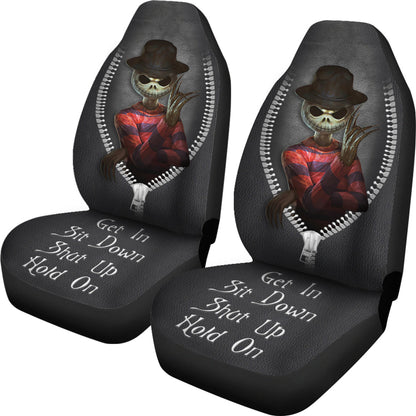 Jack Skellington Mix Freddy Krueger Horror Get In Sit Down Shut Up And Hold On Car Zipper Car Seat Covers