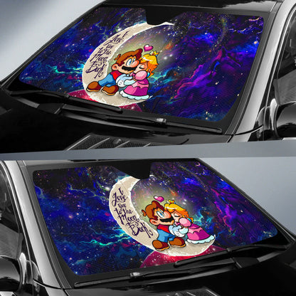 Mario Car Sun Shade Mario Couple Love You To The Moon Winshield Sun Shade Blue