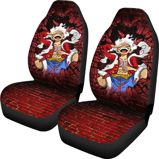 One Piece Car Seat Covers Luffy Gear 5 Breaks The Wall Seat Covers Red