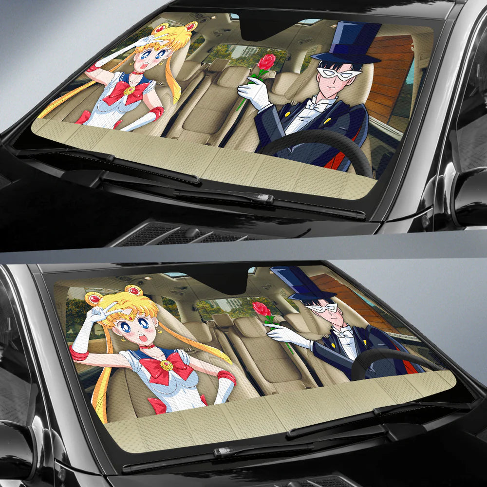 Sailor Moon Car Sun Shade Tuxedo Mask And Sailor Moon Winshield Sun Shade Colorful