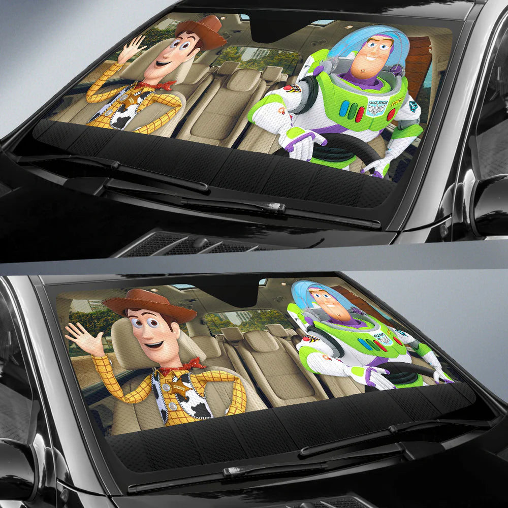 Toy Story Car Sun Shade Woody And Buzz Lightyear Driving Winshield Sun Shade Colorful