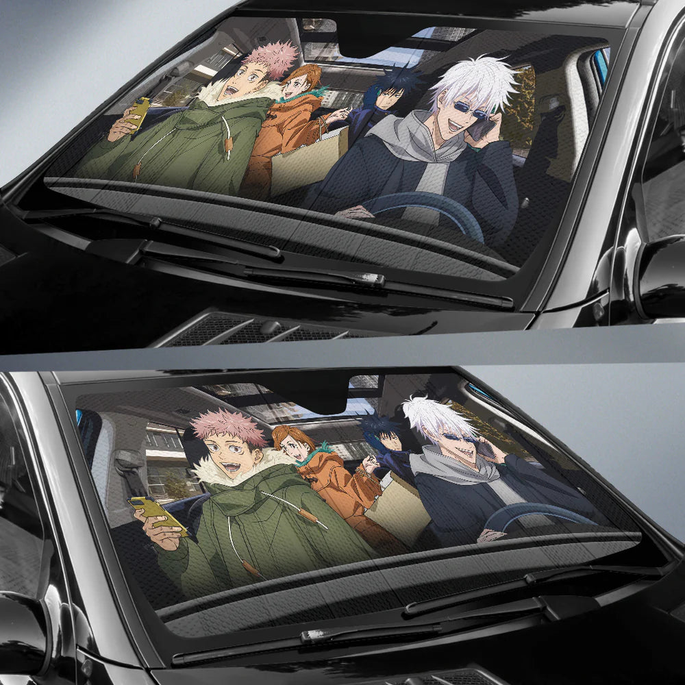 Jujutsu Kaisen Car Sun Shade Jujutsu Kaisen Characters In Car Winshield Sun Shade Colorful