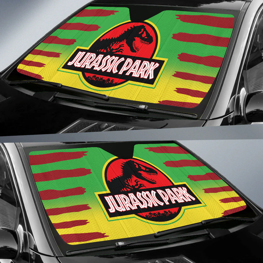 Jurassic Park Car Sun Shade Jurassic Park Symbol Graphic Winshield Sun Shade Colorful