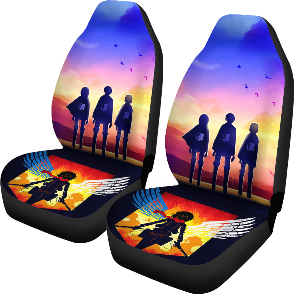 Attack On Titan Eren Mikasa Car Seat Covers