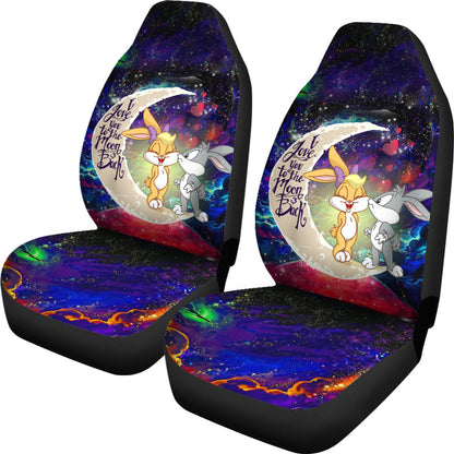 Bunny Couple Love You To The Moon Galaxy Car Seat Covers