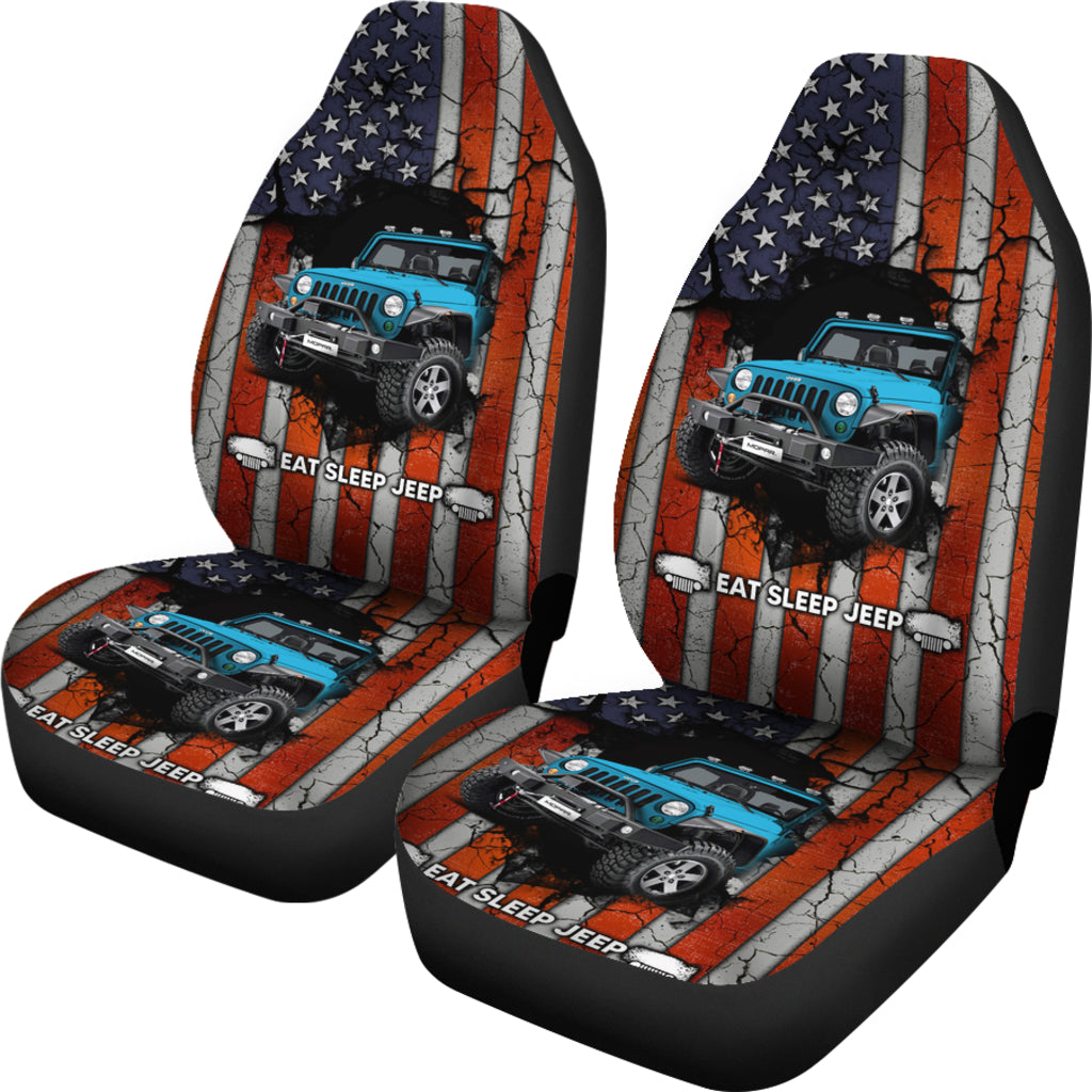 Eat Sleep Jeep Blue Car Seat Covers