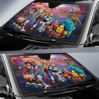 Toy Story Car Sun Shade Toy Story All Characters Graphic Winshield Sun Shade Colorful