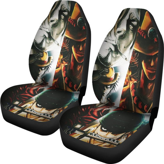 One Piece Car Seat Covers One Piece Characters Cool Graphic Seat Covers Black