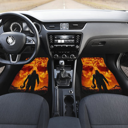 Horror Car Floor Mats Michael Myers Take Off Mask Flaming Skull Car Mats