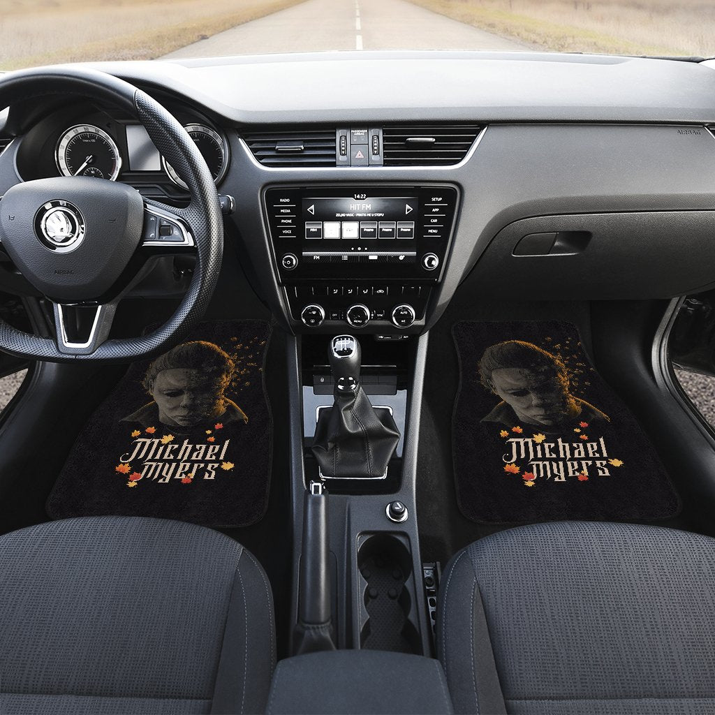 Horror Car Floor Mats Michael Myers Fading Face Maple Leaf Car Mats