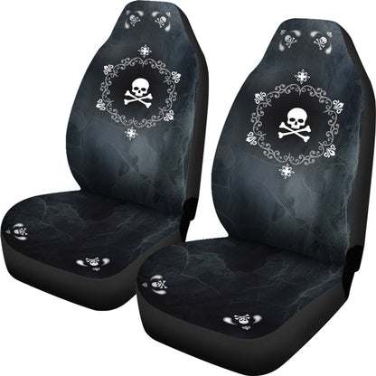 Skull Car Seat Covers Skull Mandala Flower Pattern Seat Covers Black