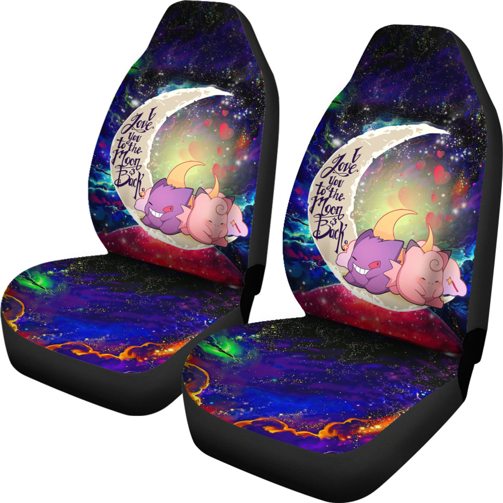 Gengar And Clefable Cute Love You To The Moon Galaxy Car Seat Covers