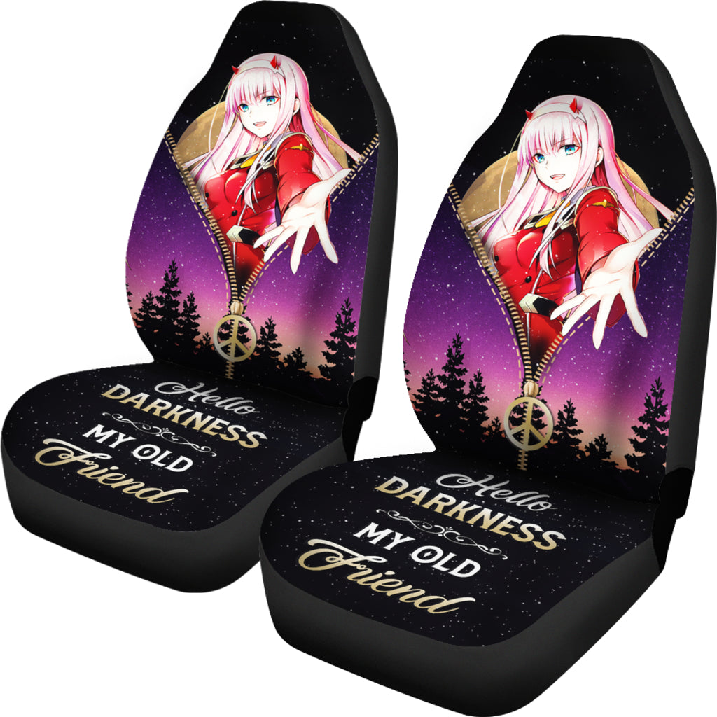Zero Two Darling In The Franxx Darkness My Old Friend Hippie Moon Zipper Car Seat Covers