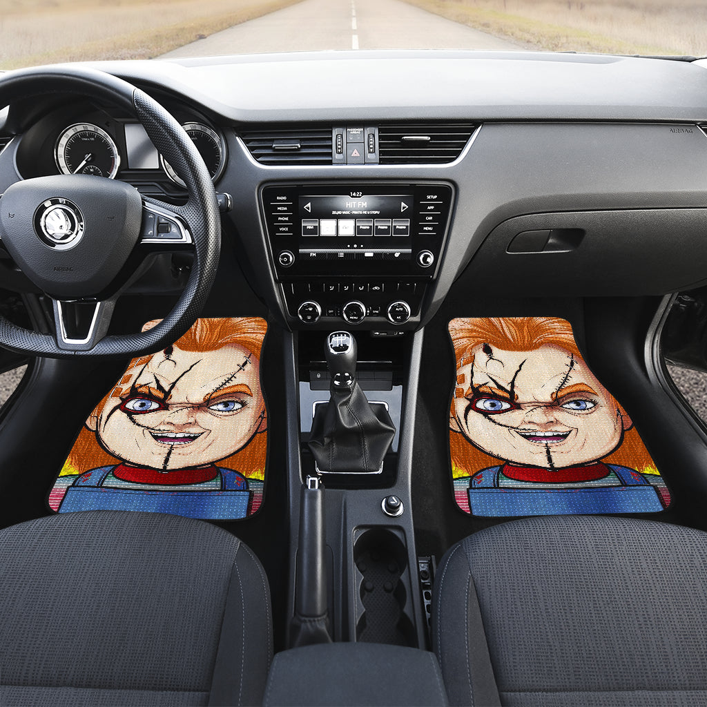 Horror Car Floor Mats - Chucky Doll With Knife Fire Car Mats