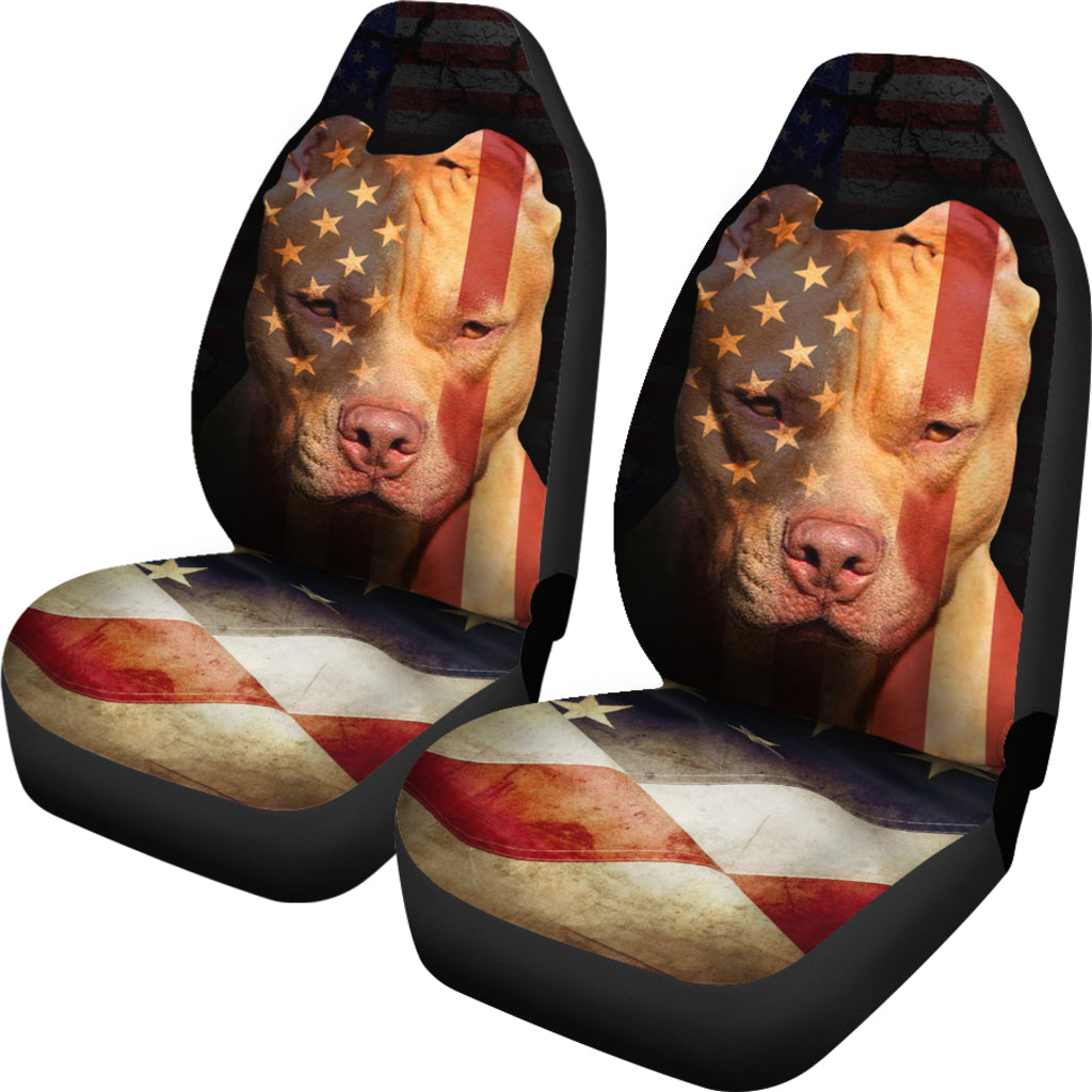 Pitbull American Flag Car Seat Cover