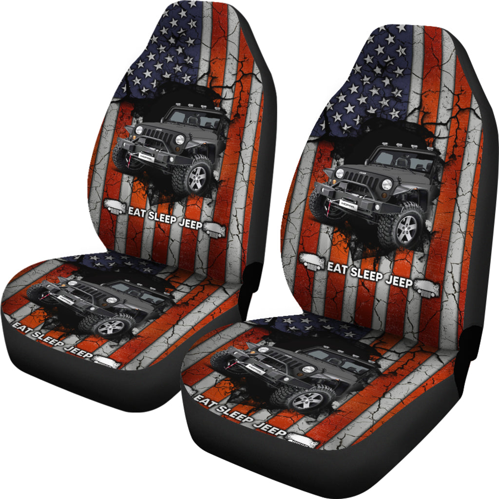 Eat Sleep Jeep Gray Car Seat Covers