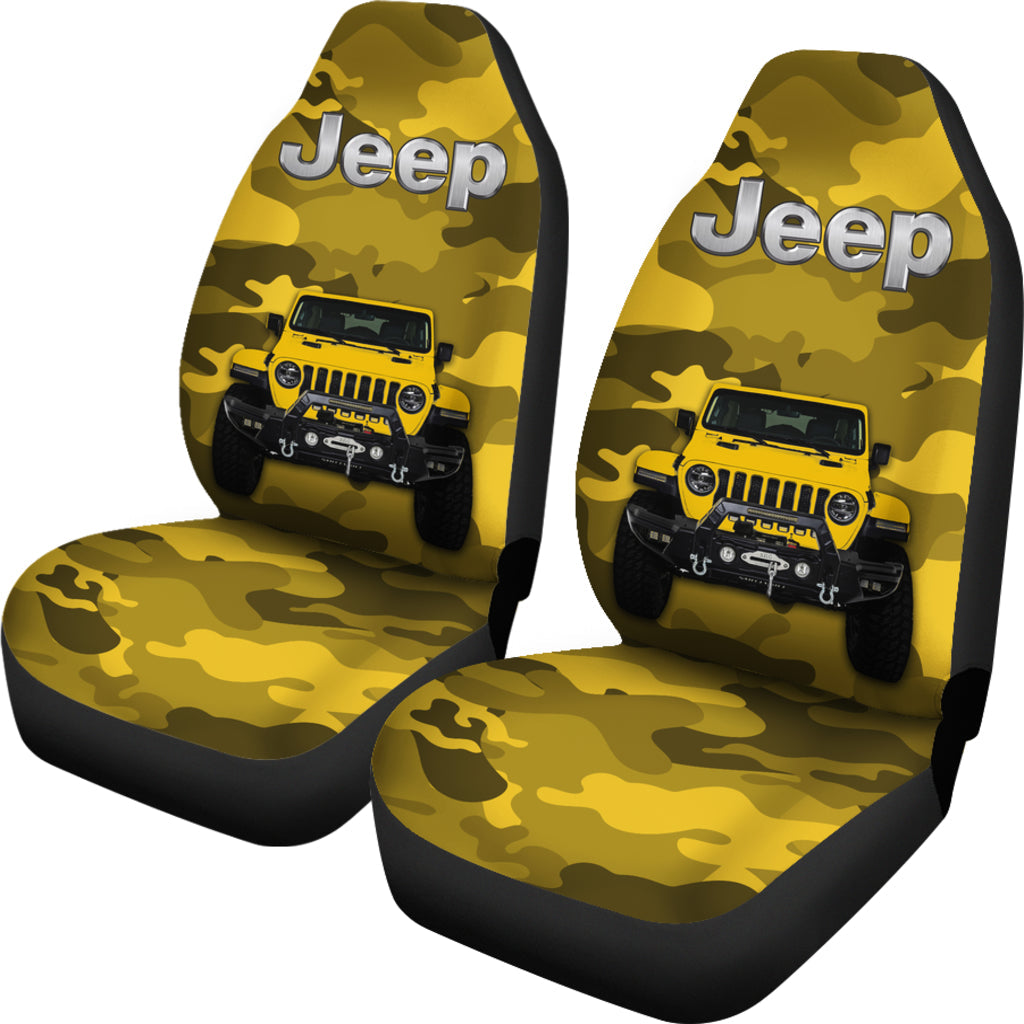 Yellow Jeep Camouflage Car Seat Covers