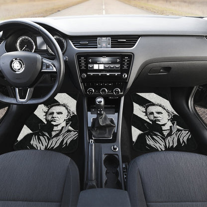 Horror Car Floor Mats Michael Myers Black And White Portrait Car Mats