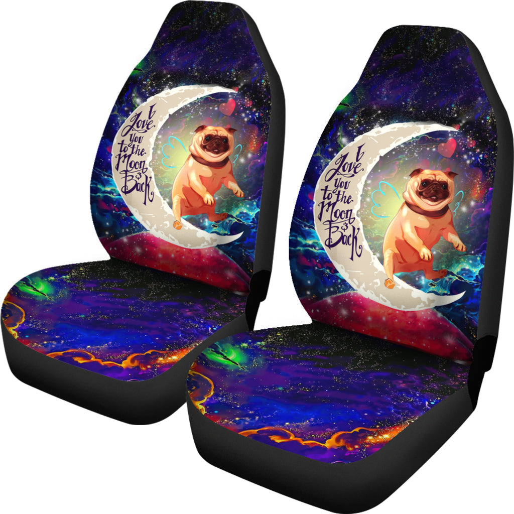 Cute Bull Dog Love You To The Moon Galaxy Car Seat Covers