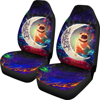 Cute Bull Dog Love You To The Moon Galaxy Car Seat Covers