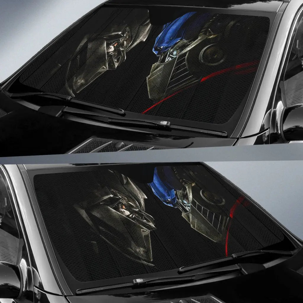 Transformer Car Sun Shade Decepticons Vs Autobots Face To Face Winshield Sun Shade Black