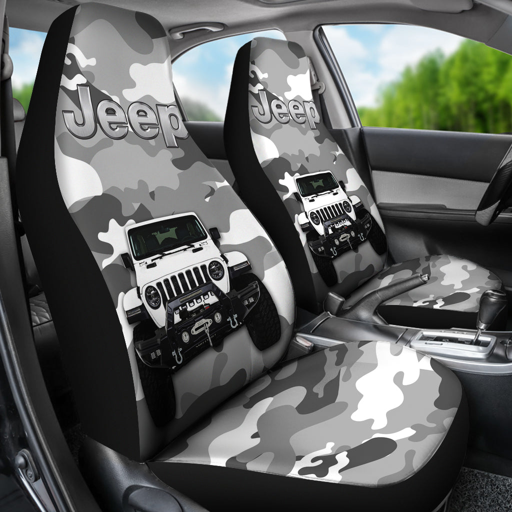 White Jeep Camouflage Car Seat Covers