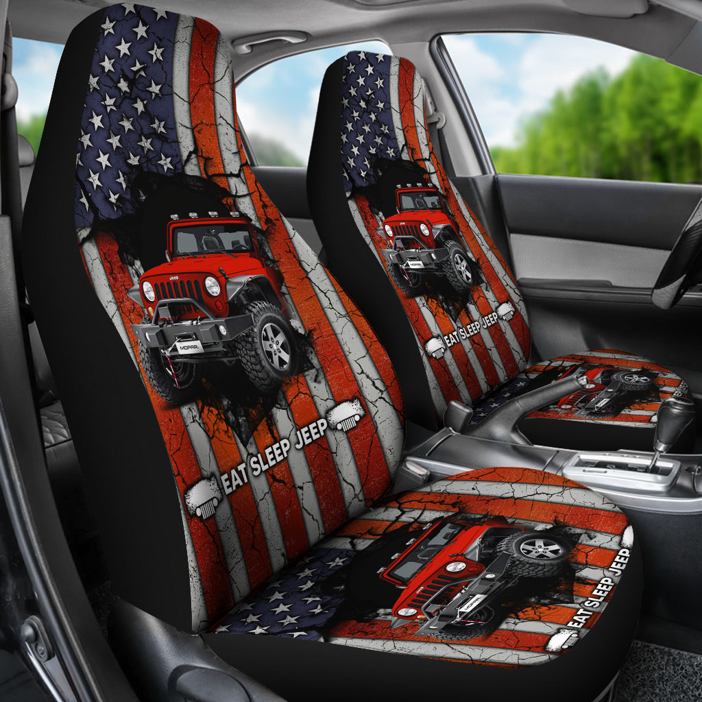 Eat Sleep Jeep Red Car Seat Covers