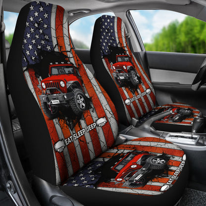 Eat Sleep Jeep Red Car Seat Covers