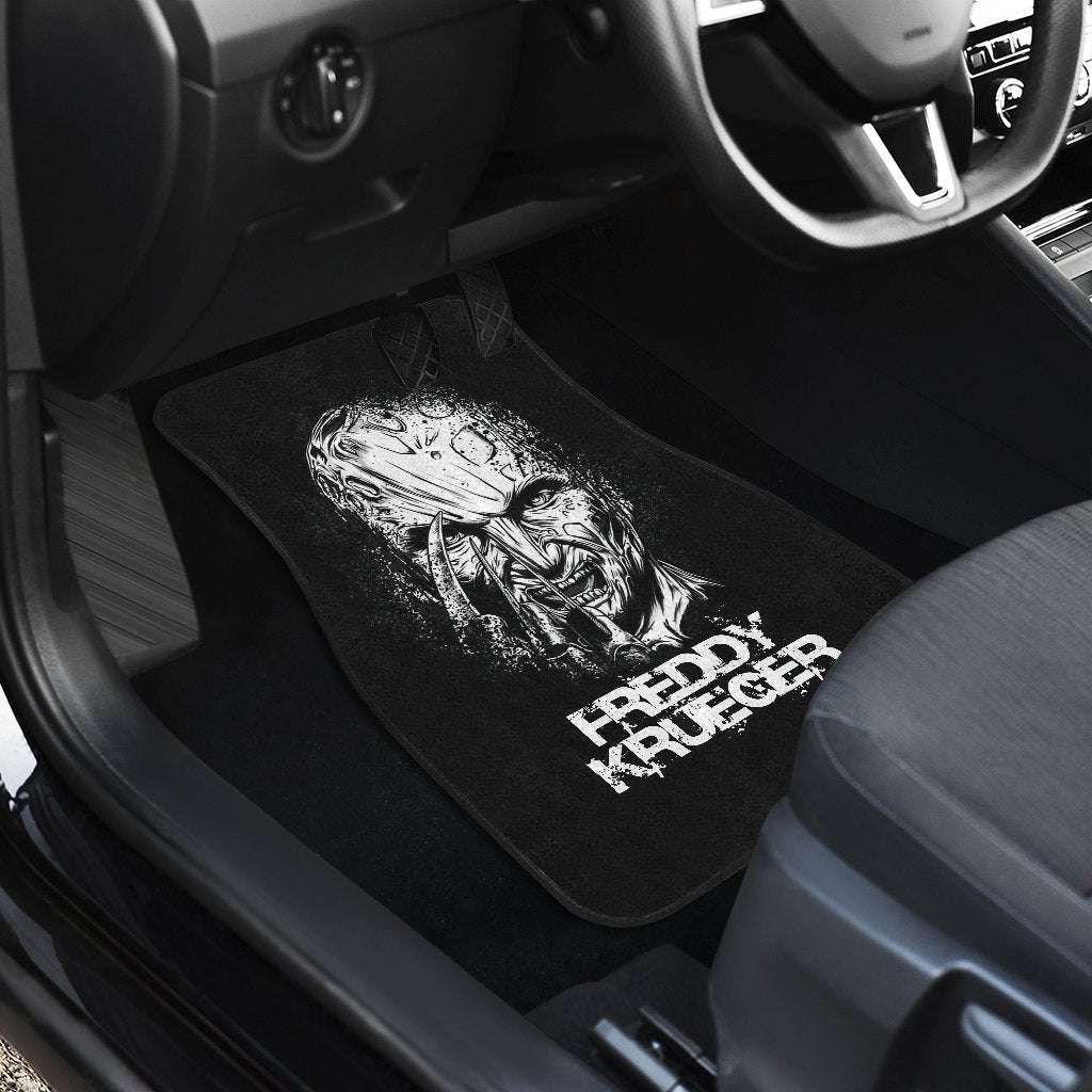 Horror Car Floor Mats Freddy Krueger Dissolving Face Black White Car Mats