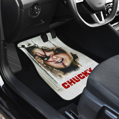 Horror Car Floor Mats - Scary Chucky Face Behind The Wall Car Mats