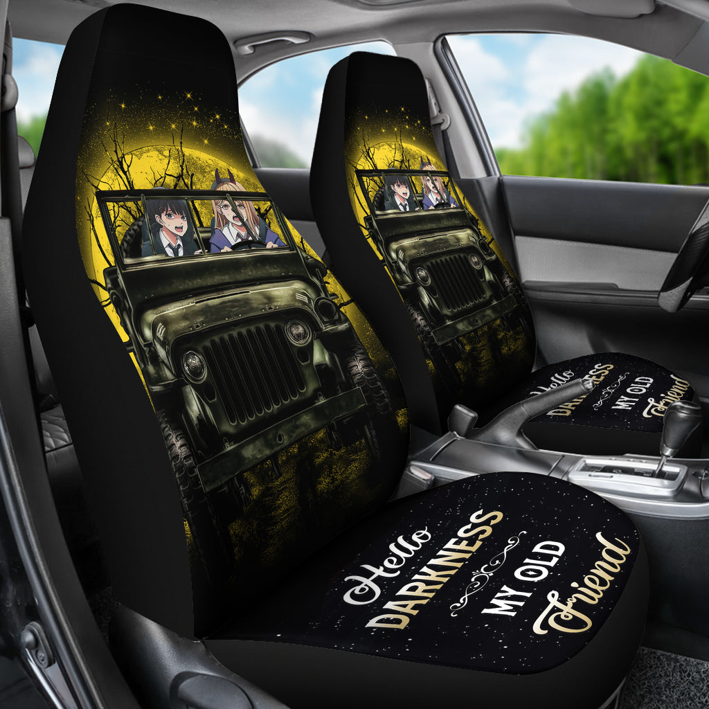 Chainsaw Man Ride Jeep Funny Anime Moonlight Halloween Car Seat Covers
