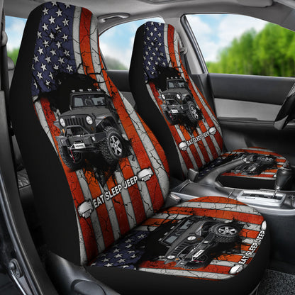 Eat Sleep Jeep Gray Car Seat Covers