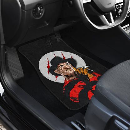 Horror Car Floor Mats Freddy Krueger Claw On White Moon Car Mats