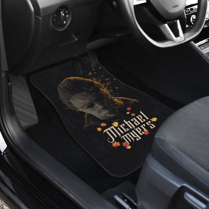 Horror Car Floor Mats Michael Myers Fading Face Maple Leaf Car Mats