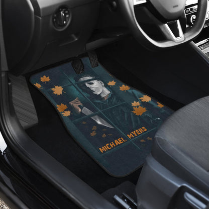 Horror Car Floor Mats Michael Myers Window Maple Leaf Patterns Car Mats