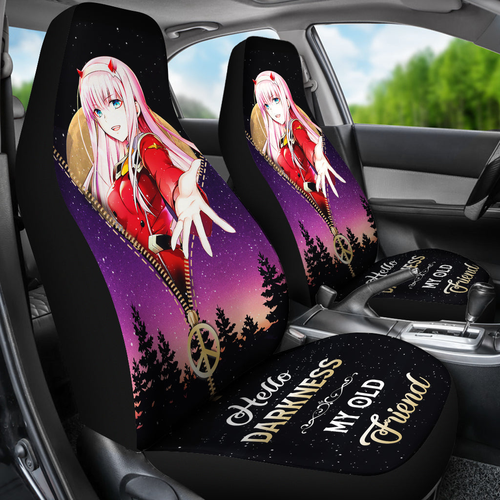 Zero Two Darling In The Franxx Darkness My Old Friend Hippie Moon Zipper Car Seat Covers