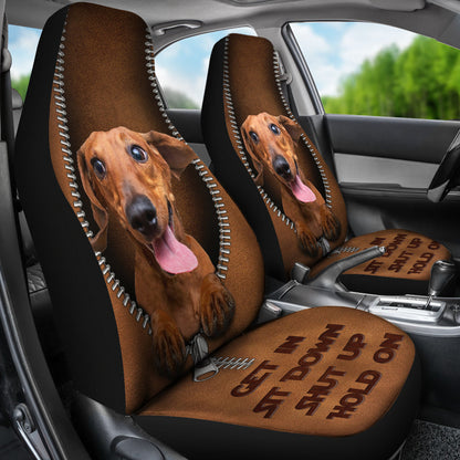 Get In Sit Down Shut Up Hold On Dachshun Car Seat Covers