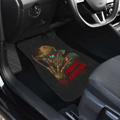 Horror Car Floor Mats Funny Freddy Krueger Wearing Glasses Graphic Car Mats