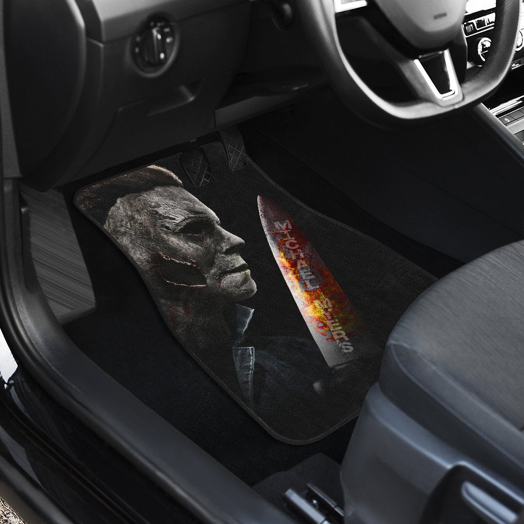 Horror Car Floor Mats Michael Myers Stone Face With Knife Car Mats