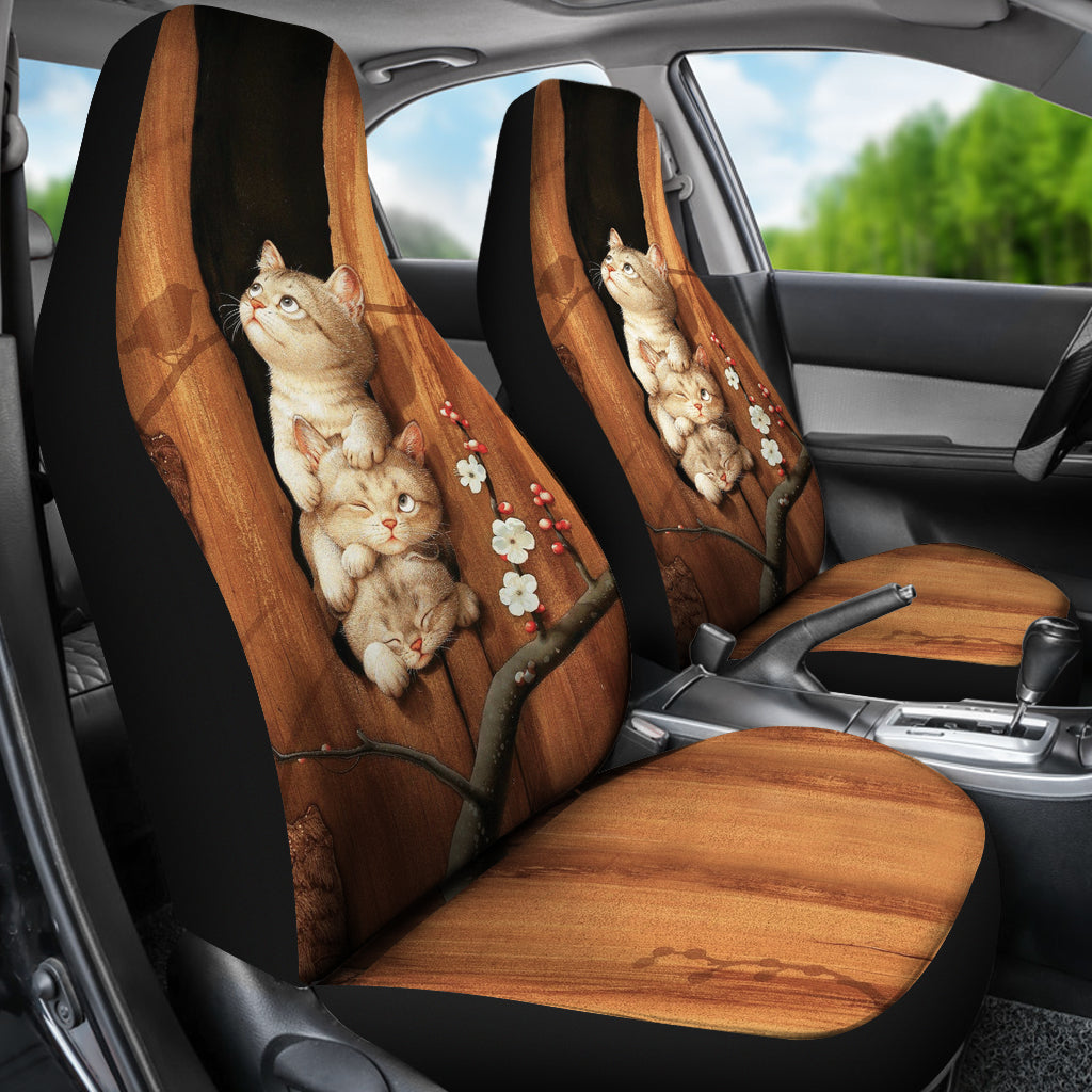 Cute Cats In Tree Car Seat Cover