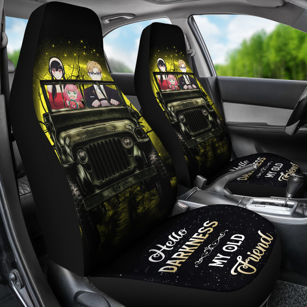 Spy X Family Yor And Anya Ride Jeep Moonlight Halloween Anime Car Seat Covers