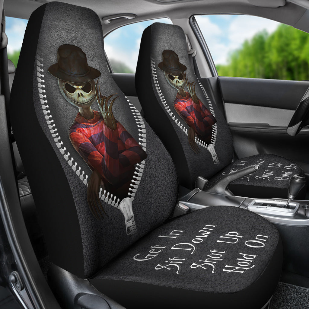 Jack Skellington Mix Freddy Krueger Horror Get In Sit Down Shut Up And Hold On Car Zipper Car Seat Covers