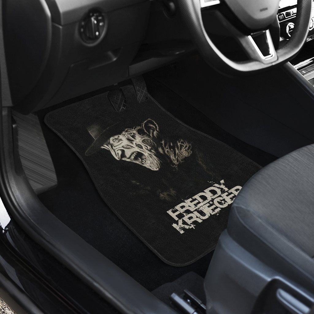 Horror Car Floor Mats Freddy Krueger Shouting Black White Car Mats