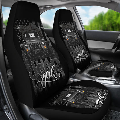 Halloween American Flag Black Jeep Girl Car Seat Covers