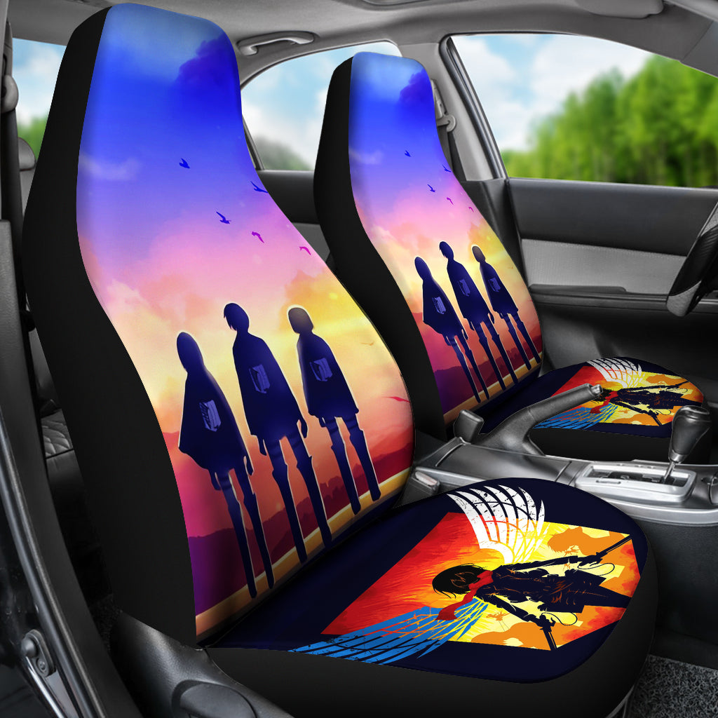 Attack On Titan Eren Mikasa Car Seat Covers