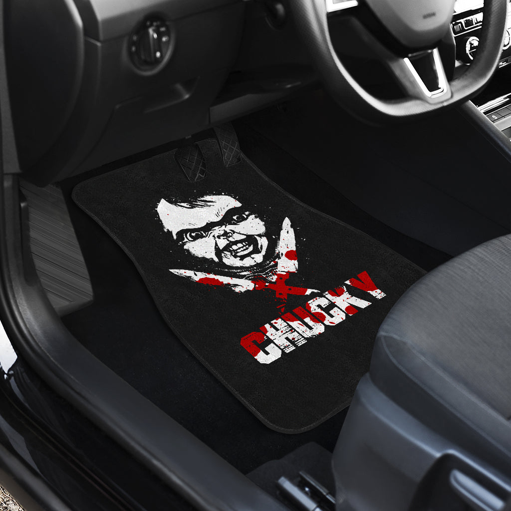 Horror Car Floor Mats Chucky Child's Play Horror Blood Halloween Car Floor Mats Horror Car Mats